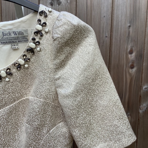 Cute and Pretty Cream Coloured Jack Wills Embellished Dress: Size UK-12 US - 8 - Picture 7 of 16